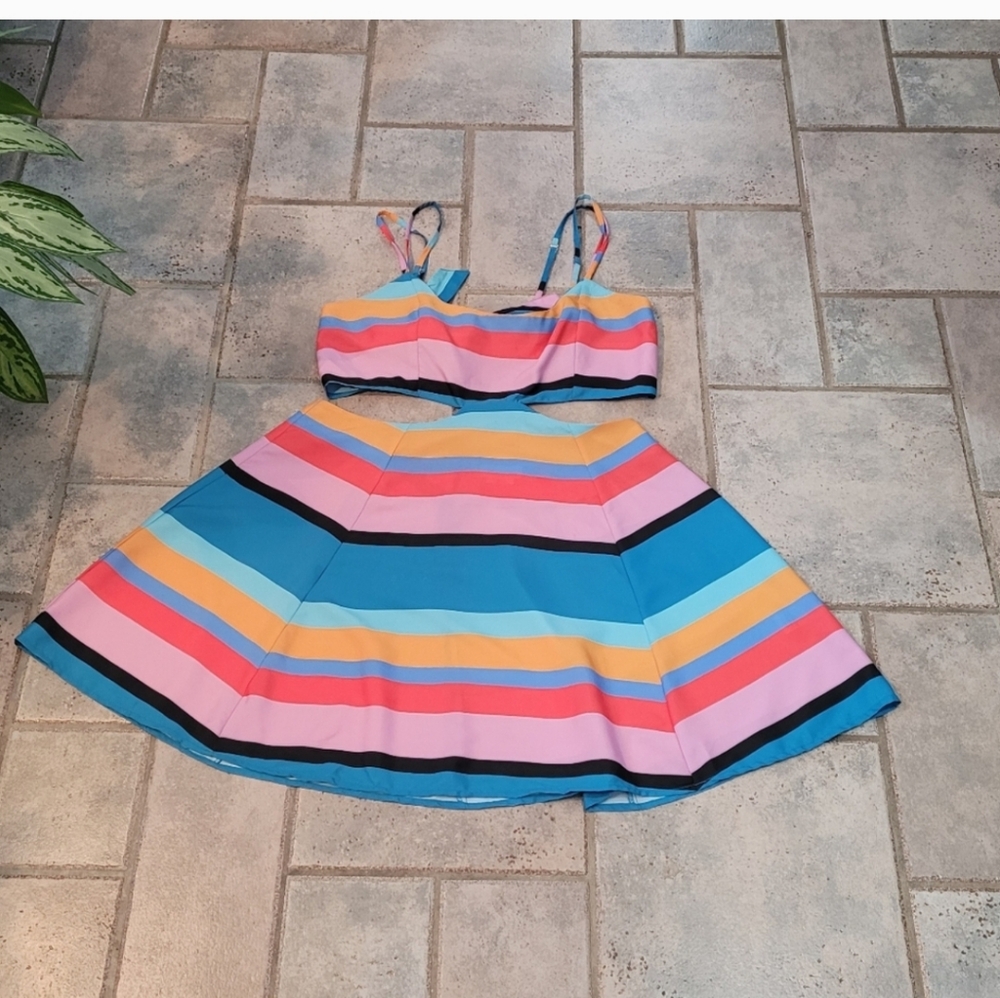 Lovers + Friends Alexandra Striped Mini Dress L NWT - Picture 4 of 13